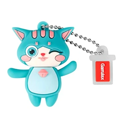 Imagen de GARRULAX Unidades flash USB, 16 GB de silicona impermeable USB 2.0 alta velocidad, memoria, bolígrafo, almacenamiento fecha, pendrive U Disk (gato verde)