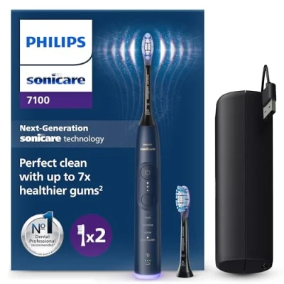 Imagen de Philips Sonicare 7100 cepillo dental eléctrico, sónico con 4 modos de cepillado y 3 niveles intensidad, alerta presión, EasyStart, SmarTimer BrushPacer, azul marino, HX7423/01