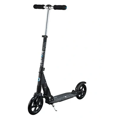 Imagen de Micro® Suspension,Scooter Plegable 2 Ruedas Poliuretano 200mm, Rodamientos ABEC9, Doble amortiguación Delantera y Trasera, Plataforma Antideslizante, Carga Máx 100kg (Negro)