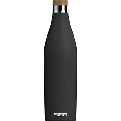 Imagen de SIGG Meridian Black Cantimplora metálica (0.7 L), botella hermética sin sustancias nocivas, de acero inoxidable aislante para bebidas frías y calientes