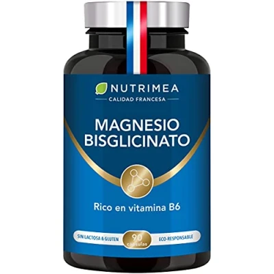 Imagen de Nutrimea Bisglicinato de Magnesio y Vitamina B6 Reduce Estrés Fatiga Vegano Sin Gluten Lactosa Alta Absorción Asimilación Biodisponible Cápsulas Vegetales