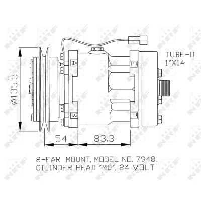 Imagen de NRF 32074 compresor de Aire Acondicionado SD7H15 24 PAG 100 con aceite