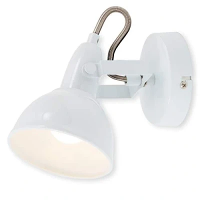 Imagen de BRILONER Lámpara de pared, diseño industrial/retro, iluminación salón clásica, E14, máx. 40 W, 15.6 x 10 cm, color Blanco, aplique pared interior, lampara