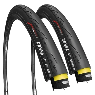 Imagen de Fincci Par CONNA Cubiertas 700x23 de Ciclismo para Rodillos 23 622 Plegable 60TPI Ciclo Carrera Turismo Bici Cubierta Bicicleta Carretera 700x23c Neumaticos y 1mm Antipinchazos