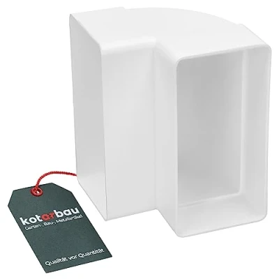 Imagen de KOTARBAU® Pieza de desviación 110 mm x 55 mm, vertical, arco canal rectangular vertical 90, plano, rectangular, ángulo plástico, color blanco, conector conducto salida aire