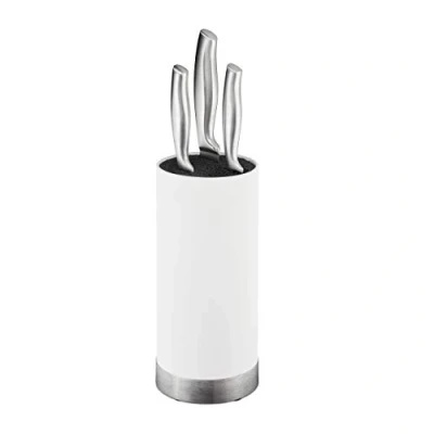 Imagen de Relaxdays Taco Cocina Circular, Bloque Plástico Cerdas, Base Guardar Cuchillos, 22x11 cm, Blanco