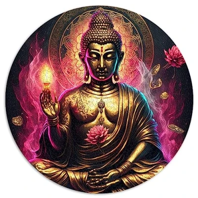 Imagen de 1000 piezas rompecabezas para adultos Buda Circular Puzzle Jigsaw Premium Reciclado Tablero 67,5 x cm