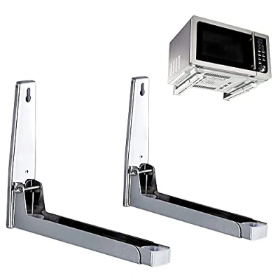 Imagen de 2 Piezas Soporte De Microondas Acero Inoxidable,Universal Soportes Microondas,Plegable Horno Pared,Soporte Pared Para Microondas,Apto Y