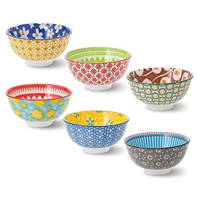 Imagen de Cuencos Desayuno Bol Ceramica Pequeño Tazones Porcelana 300 ml Juego de 6 Pequenos Cuenco Cocina para Postre Aperitivos Sopa Helados Arroz Apto Lavavajillas y Microondas