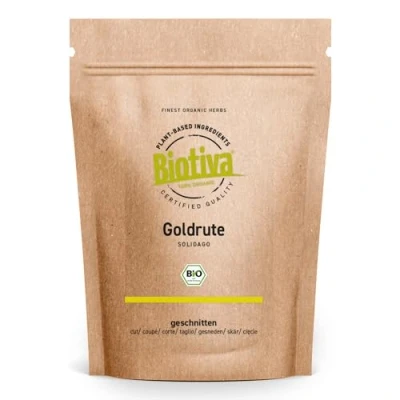 Imagen de Biotiva Té Goldenrod 100g orgánico cortado Solidago Gigante Embotellado y controlado en Alemania (DE ÖKO 005)