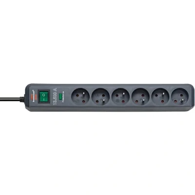 Imagen de Brennenstuhl 1159291136 Eco line socket (6 veces, 1,4m h05vv f 3g1.5 con protección contra sobretensiones 13500 a, antracita