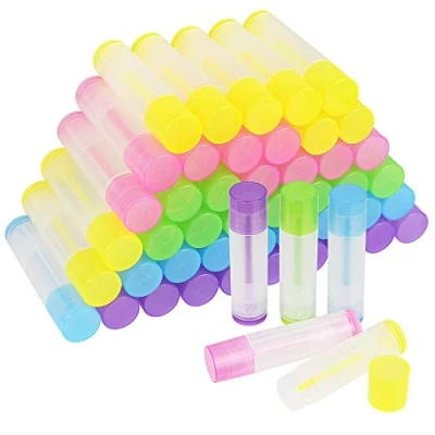 Imagen de KBNIAN 50pcs Contenedor de Bálsamo Labial Tubo Vacio Recipiente para Balsamo Colores Tubos Transparente 5.5ml Envases Labio Plástico DIY