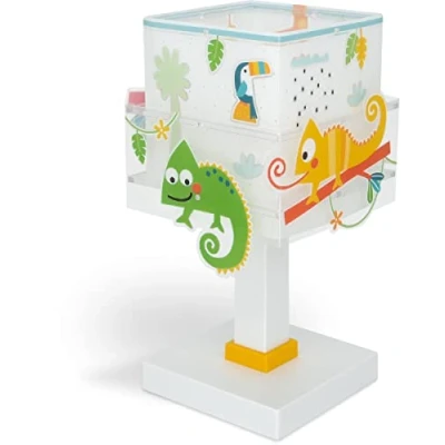 Imagen de Dalber Lámpara de mesa o mesilla infantil Happy Jungle Camaleón animales jungla, 63311, E14