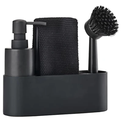 Imagen de Zone Denmark Organizador de Fregadero Individual, Fregadero, Lavado con Cepillo Lavado, dispensador detergente, paño y Soporte para paños Cocina, 22 x 6,7 19