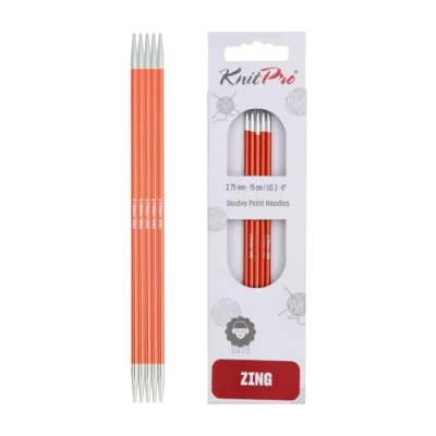 Imagen de KnitPro Zing: Agujas de Tejer Doble Punto: 15 cm x 2,75 mm, Aluminio, Naranja, 2.75