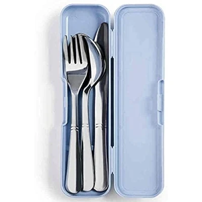 Imagen de Ibili 8411922448580 Set 3 Cubiertos con Estuche Lunch Away, Multicolor, Talla Única, Nylon