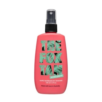Imagen de The Fox Tan Rapid Watermelon Shimmer Acelerador del bronceado brillante sin autobronceador, spray bronceador para rostro y cuerpo, sol solarium, 120 ml