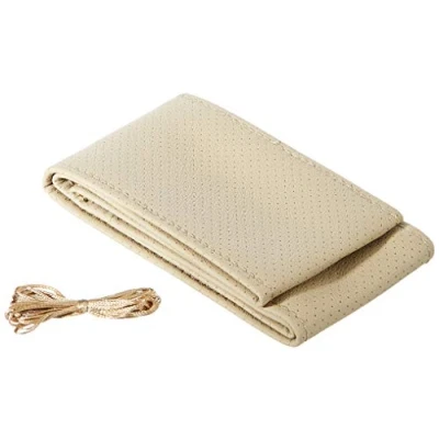 Imagen de Bc Corona Funda de Volante Negra Cosida para Coche Color Beige Acabado simil Piel Universal