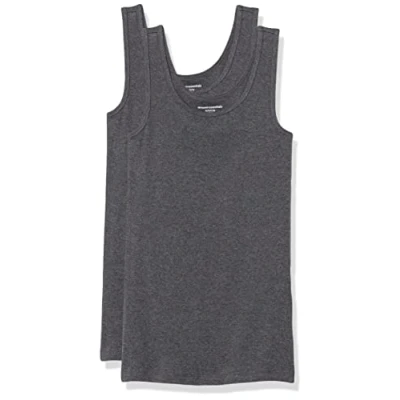 Imagen de Amazon Essentials Camiseta ajustada sin mangas Mujer, Pack de 2, Carbón Mezcla, M