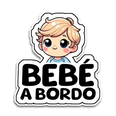 Imagen de Pegatina Bebe a Bordo Coche, Niño Bordo, Pegatinas Coche 16 x 14.5 cm, de Resistente UV e Impermeable, Classic Sticker