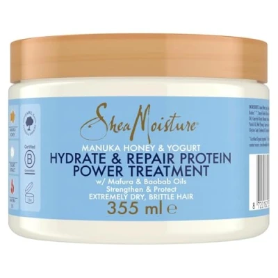Imagen de SheaMoisture Manuka Honey &amp; Yoghurt Hydrate Repair Protein Power hair Mask Treatment sulphate silicone free for extremely dry, brittle curly 355 ml