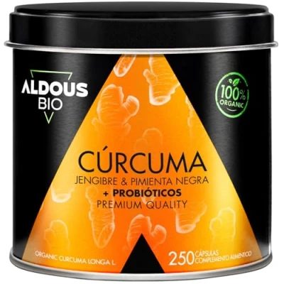 Imagen de 250 Cápsulas PROBIÓTICOS + BIO Cúrcuma con Jengibre y Pimienta Negra 1460mg Curcumina Piperina Antiinflamatorio Natural Fórmula Avanzada Certificación Ecológica