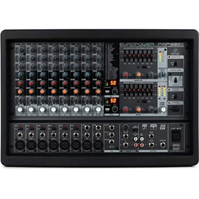 Imagen de Behringer EUROPOWER PMP1680S Mezclador autoamplificado de 10 canales y 1600 vatios con procesador Dual Multi FX sistema detección retroalimentación FBQ