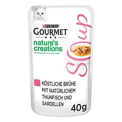 Imagen de PURINA GOURMET Crystal Soup para Gatos con atún Natural y anchoas, 32 Unidades (32 x 40 g)