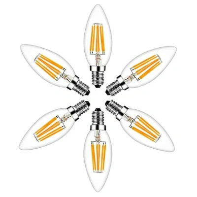 Imagen de RANBOO Bombilla Vela de Filamento LED E14 6W equivalente a 60W 600LM Blanco Cálido 2700K AC220 240V Bombillas Retro Vintage No Regulable 6 Unidades
