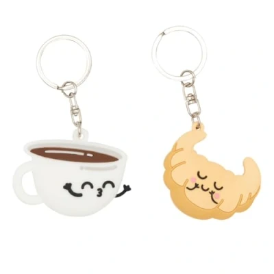 Imagen de Mr. Wonderful Set de 2 llaveros Café y croissant Llaverso personalizados Llavaeros para regalar Regalos