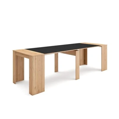Imagen de Skraut Home Mesa Consola Extensible Comedor Plegable 260 para 12 comensales y Cocina Estilo Moderno Roble Negro