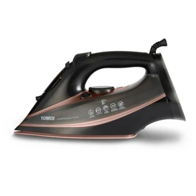 Imagen de Tower T22013 Plancha de Ropa a Vapor con Suela Cerámica CeraGlide, 3100 W Rosa Oro y Negro