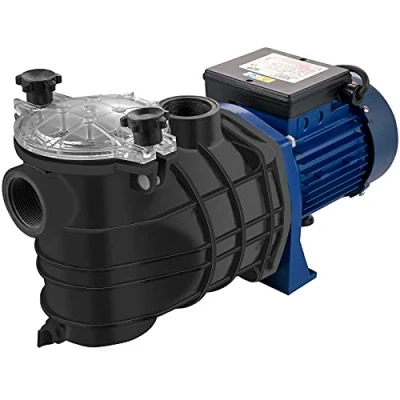 Imagen de VEVOR Bomba de Piscina Filtración 18000L/h con Cesta Filtro Extraíble, 1 HP Plástico Metal 750W 3450TR/Min 50C, 2 Mangueras Montaje para Piscinas Spas Fuentes Termales