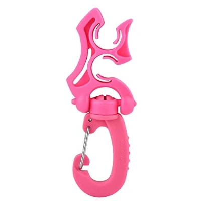 Imagen de Keenso Soporte de Manguera Doble Submarinismo (bucear) con Clip, Gancho Hebilla Retención Regulador Clip BCD (Rosa)