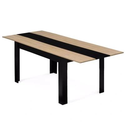 Imagen de Mesa de comedor extensible en negro y haya imitación para 6 10 personas