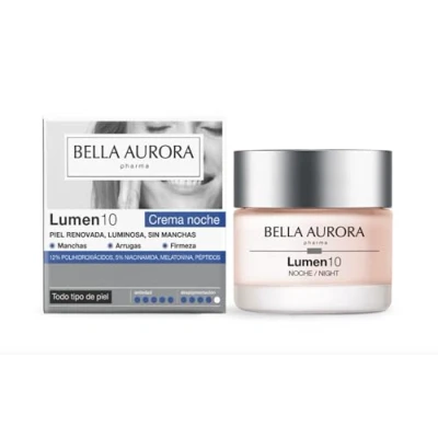 Imagen de Bella Aurora Lumen10 Noche Crema Antiedad Antimanchas Global con Polihidroxiácidos, Niacinamida y Melatonina Liposomada Regeneración, Elasticidad e Hidratación Intensiva 50 ml