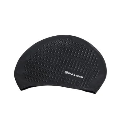 Imagen de Endless EL1021 Gorra de natación Silicona cómoda con diseño Burbujas, elástica, Resistente al Agua, para Pelo Largo y Corto Borde Grueso, Adultos, Mujeres Hombres, Color: Negro,