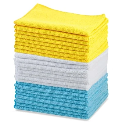 Imagen de Amazon Basics Paño de limpieza microfibra, 30.5 cm x 40.5 cm, 24 unidades, Multicolor