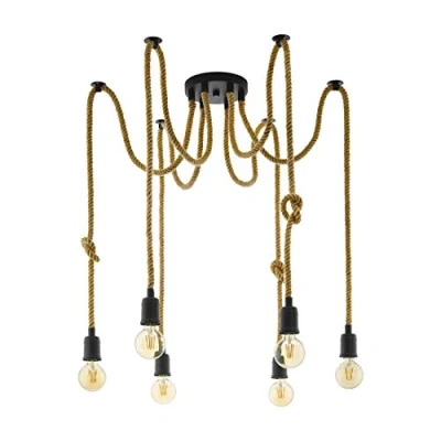 Imagen de Eglo Rampside, Lámpara colgante de techo, 6 focos, diseño industrial, acero, casquillo: E27, color: negro, marrón