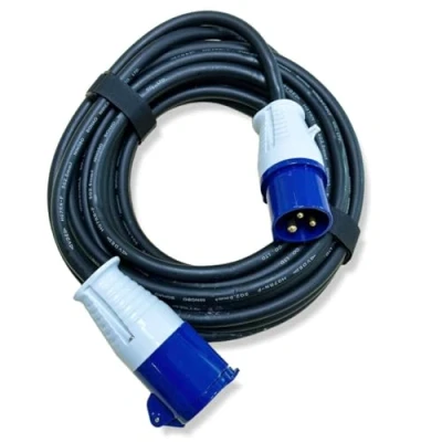 Imagen de IntuiFlex Juego de 10 Metros Cable Camping CEE H07RNF 3G2.5 3x2.5 mm 230V 16A IP44 + 2 Cierres Velcro extensión Autocaravana Acoplamiento Enchufe Cinta