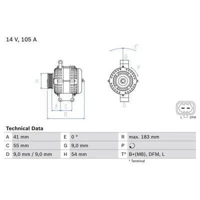 Imagen de BOSCH 0 986 084 190 Alternador 14V 105A OPEL: Corsa D Hatchback