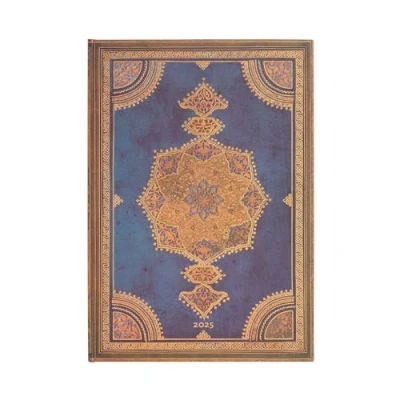 Imagen de Safavid Indigo (Safavid Binding Art) Grande 12 month Vertical Hardback Dayplanner 2025 (Elastic Band Closure): tydzień na dwóch stronach, zamykany gumkę, papier 100 gsm