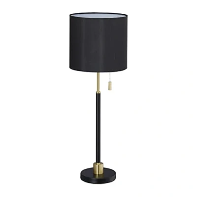 Imagen de Relaxdays Lámpara Mesa, Interruptor de Cadena, Luz Mesita Noche Elegante, Pantalla Tela, E27, 69 x 24 cm, Negro y Dorado