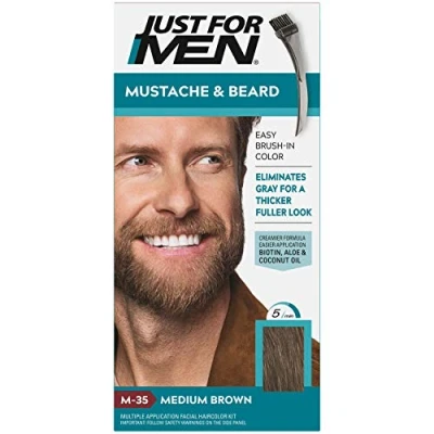 Imagen de Just For Men Brush In Color Gel Mustache &amp; Beard Medium Brown M 35