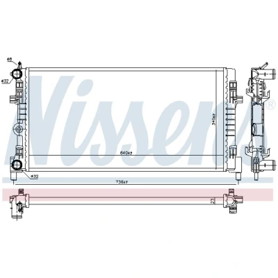 Imagen de NISSENS 606722 Radiador, refrigeración del motor Aluminio 640 340 23 Aletas unidas mecánicamente SEAT: IBIZA 5, VOLKSWAGEN: Polo VI
