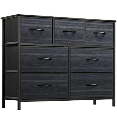 Imagen de YITAHOME Cajonera para Armario,Unidad de Almacenamiento, Tela, con 7 cajones,Cajones Tela Parte Superior Madera,Grano Madera Negra