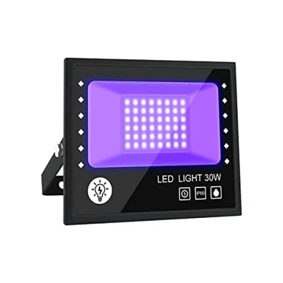 Imagen de BOSITE 30W LED Luz Negra,Luz Ultravioleta Con Enchufe IP66 Impermeable Foco Fluorescente Exterior,Lampara UV Negra para Halloween,Bar,Club,DJ Discoteca,Fiesta,Pinta Corporal