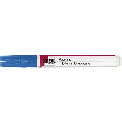 Imagen de KREUL 46237 Rotulador acrílico mate medio, con punta redonda de aprox. 2 4 mm, azul, mate, pintura acrílica permanente a base agua, para acentos delicados