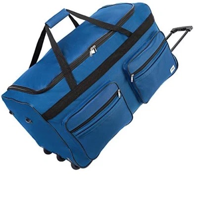 Imagen de MONZANA® Bolso de Viaje XXL Azul Oscuro 160L 85x43x44 Ruedas Asa Telescópica Deporte Equipaje Función Trolley