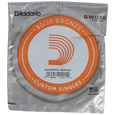 Imagen de D&#039;Addario BW039, cuerda individual para guitarra acústica, entorchada en bronce, .039